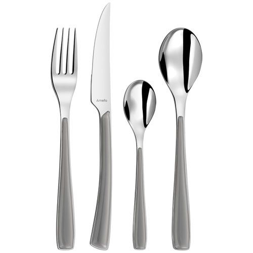 Ménagère 24 Pièces Grise Alizé | Couverts Design 6 Personnes en Inox, Compatibles Lave-Vaisselle