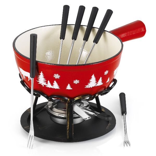 service à Fondue Rouge Alpestre, l&#39;Alliance Parfaite de la Tradition et de la Convivialité:   Réchauffez Vos Soirées