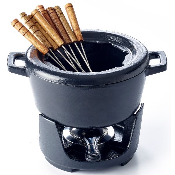 Service à Fondue en Fonte Émaillée Nori 8 Personnes (2L) - Viande, Fromage &amp; Chocolat - Garantie 25 Ans