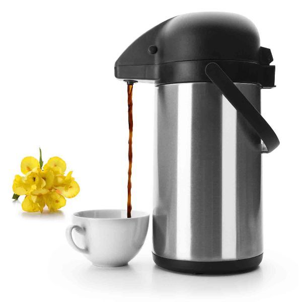 Pichet Isotherme à Pompe 2,2L &quot;Termo Airpot&quot; - Inox Incassable, 24h Chaud/Froid, Service Facile
