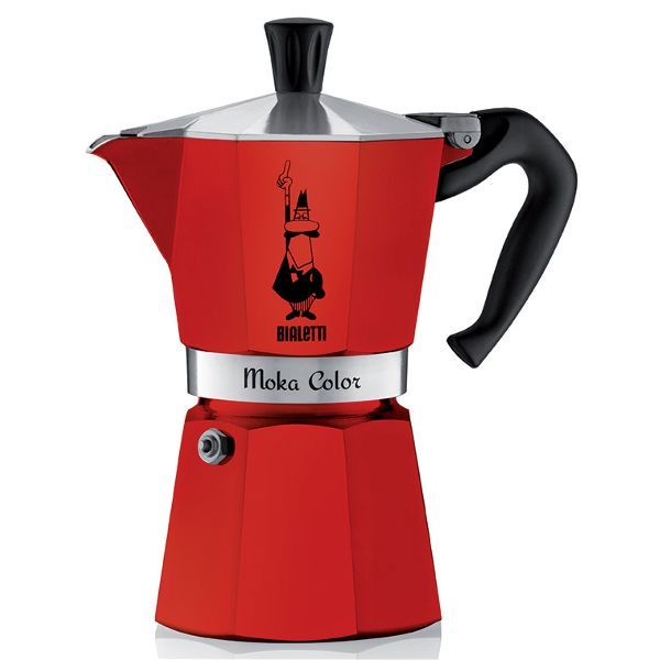 Cafetière Italienne Moka Express Color 6 Tasses Rouge - L&#39;Icone du Café &quot;Made in Italy&quot; en Couleur
