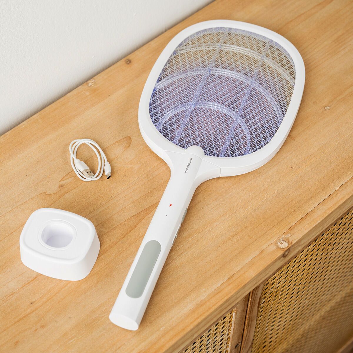 Raquette Anti-Moustique Électrique 2 en 1 InnovaGoods | Lampe UV 3000V, Rechargeable USB-C