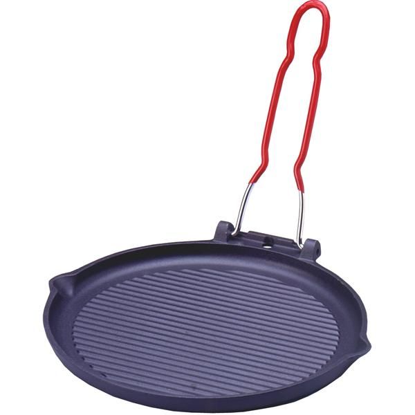 Poêle Grill en Fonte 25.5 cm - Manche Rabattable - Tous Feux dont Induction - Fond Lisse