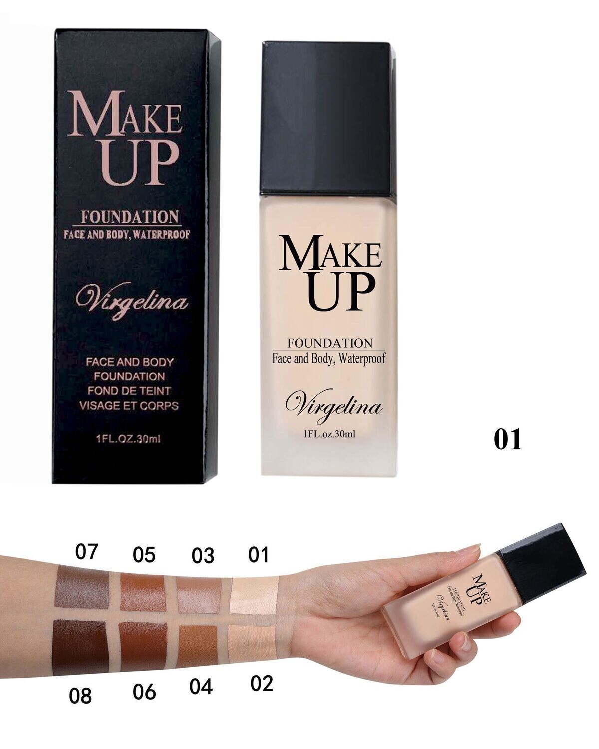 Virgelina Makeup Foundation #1, 2,3,4,5,7 Shades