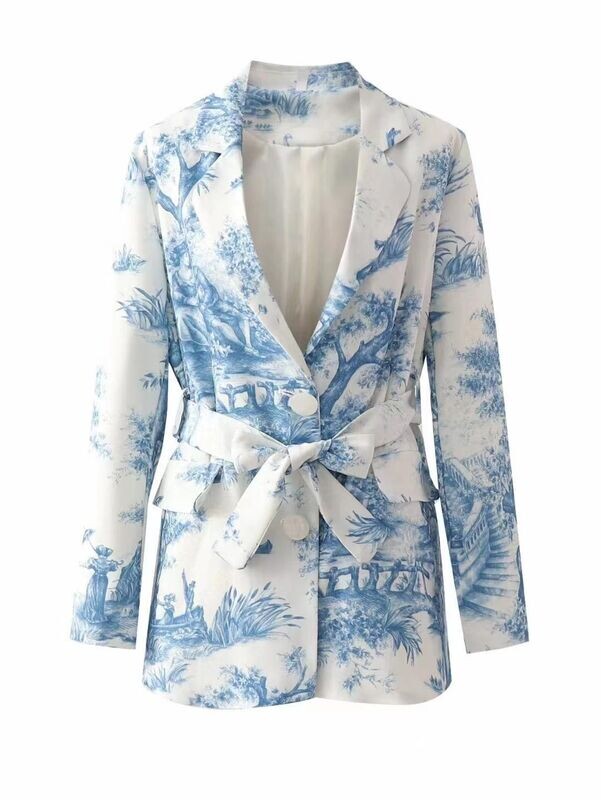 White with Sky Blue Print
