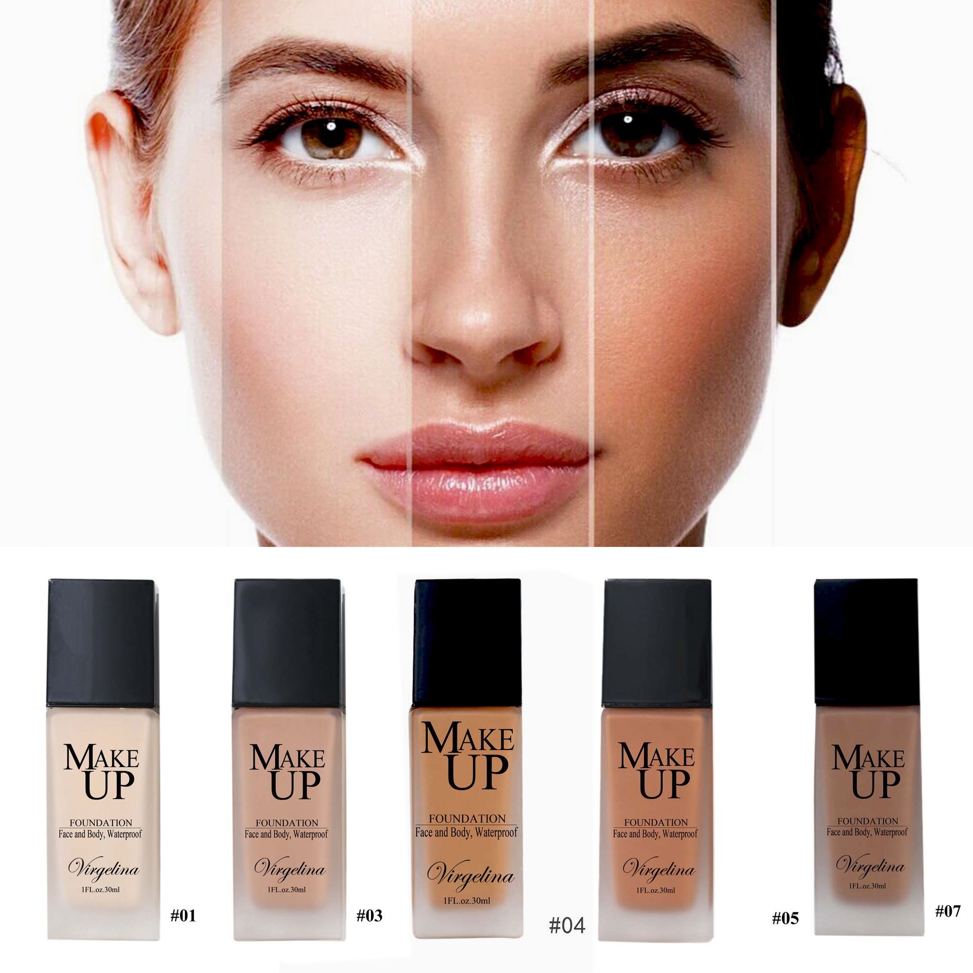 Virgelina Makeup Foundation #1, 2,3,4,5,7 Shades