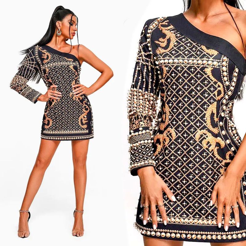 VIRGELINA Short Dress Pearls Adorn VIRGELINA Short Dress Pearls Adorn