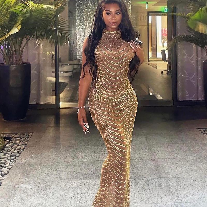 GOLD LONG DRESS MAXI