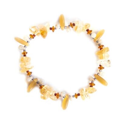 Golden Citrine gemstone chips, with Czech glass beads