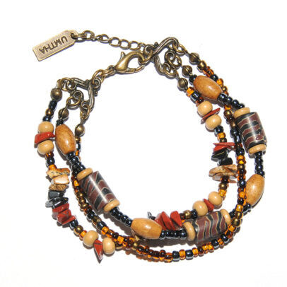 Three strand semi-precious chip bracelet