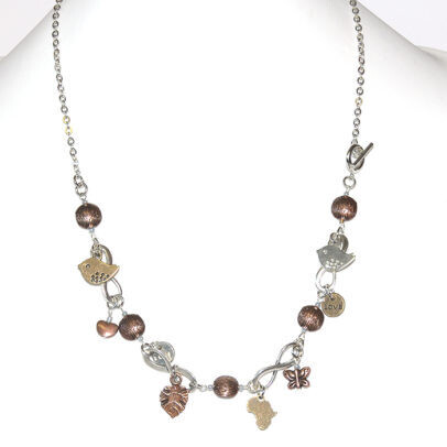 Infinity loops and charm necklace on fine chain