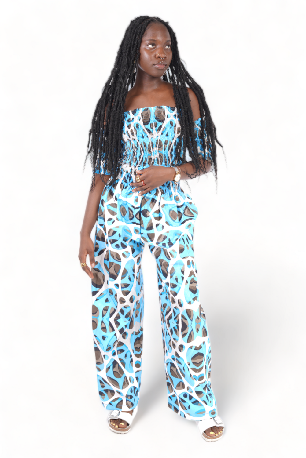 Blue Bubble - Crop Top and Pant Set