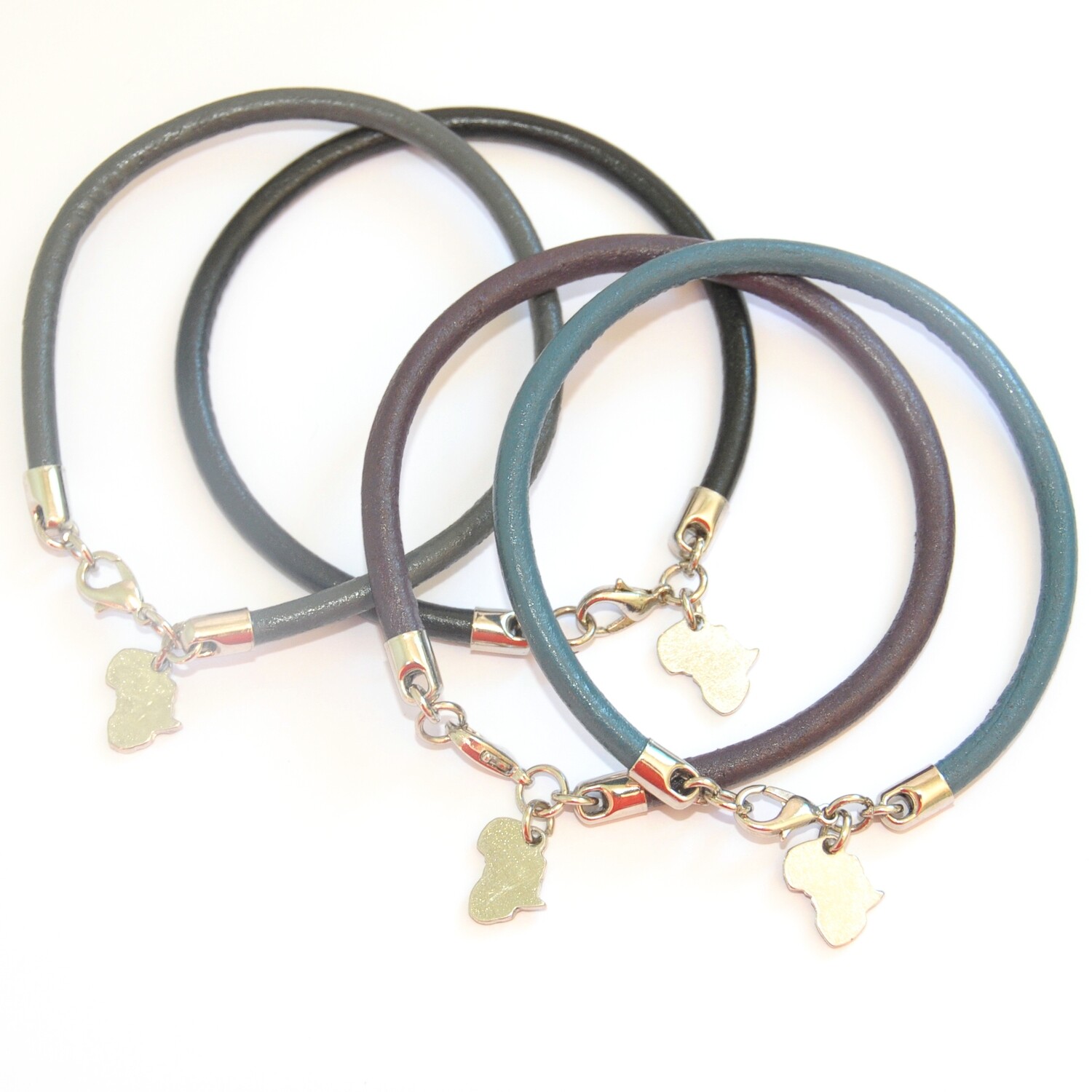 Africa charm on assorted colour leather