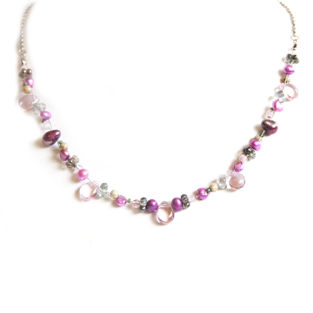 Pretty in pink!  An assortment of freshwater and Czech glass bead necklace