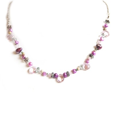 Pretty in pink! An assortment of freshwater and Czech glass bead necklace