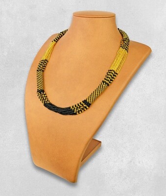African Beaded Necklace Mvovo Gold Black