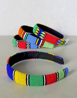 Large Beaded Alice Band African Colours