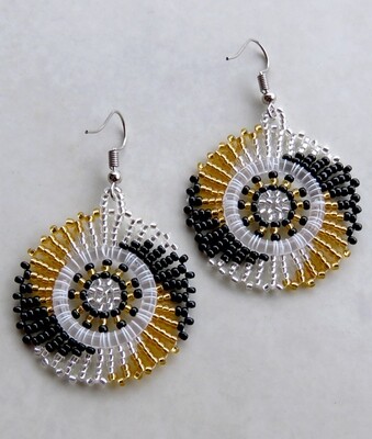 Circle Earrings Gold Silver Black