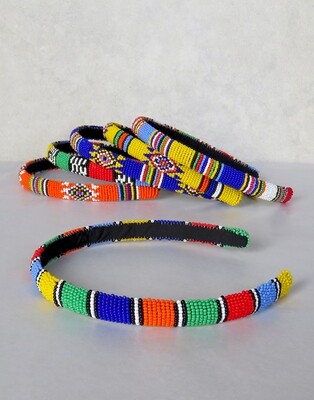 Small Beaded Alice Band African Colours