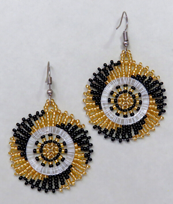 Circle Earrings Gold Black