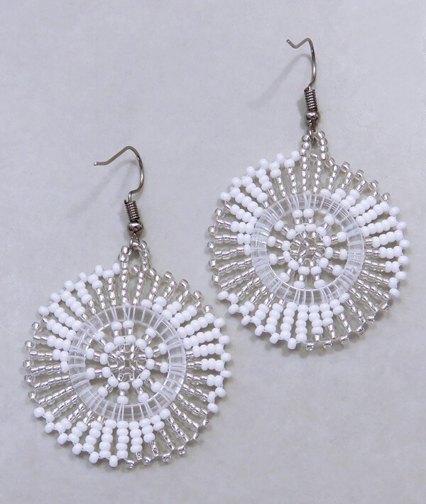 Circle Earrings Silver White