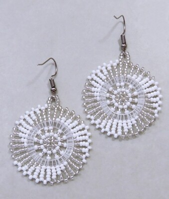 Circle Earrings Silver White