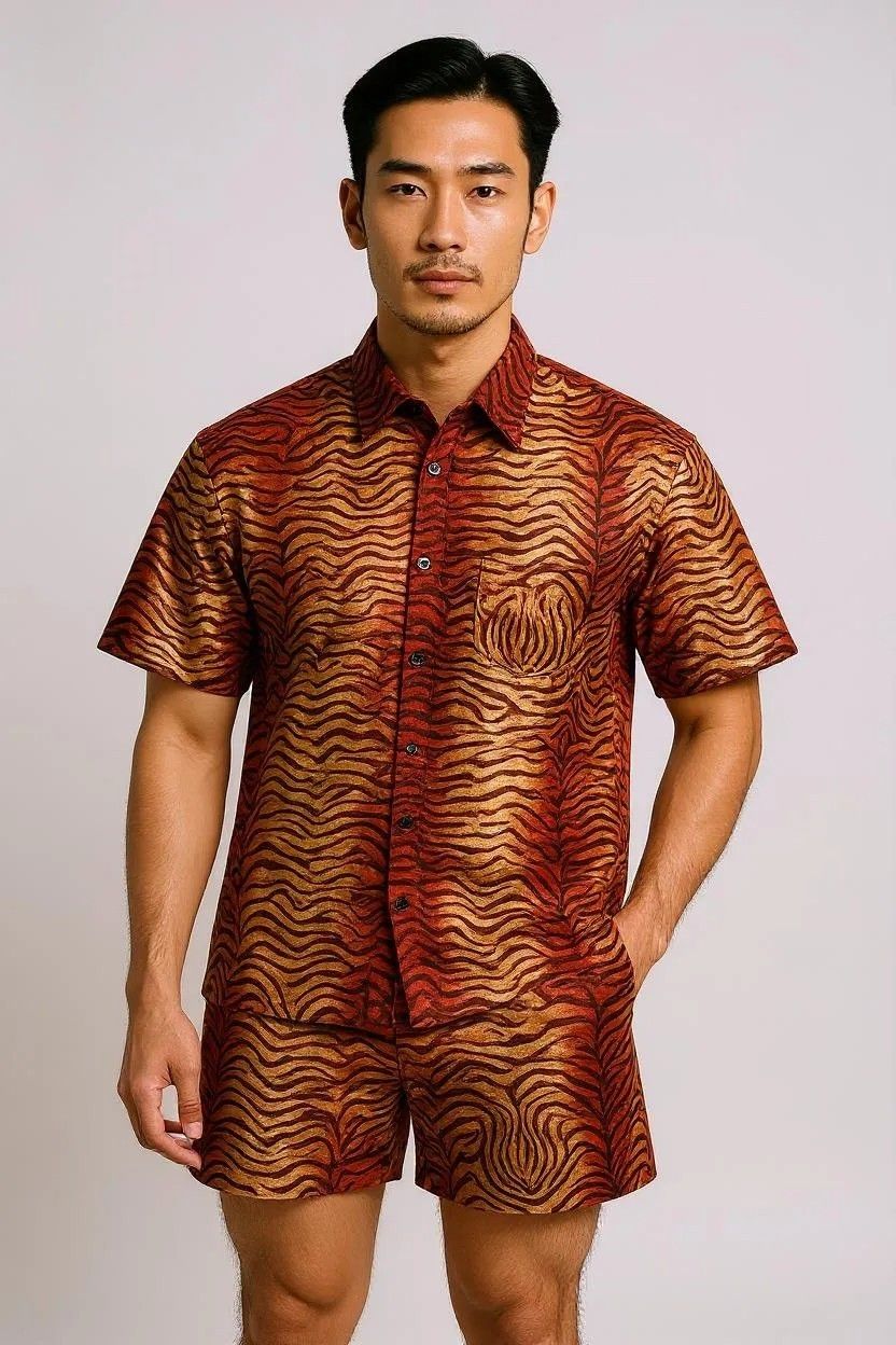 Sahara Flame - Short Sleeve Shirt and Shorts Set