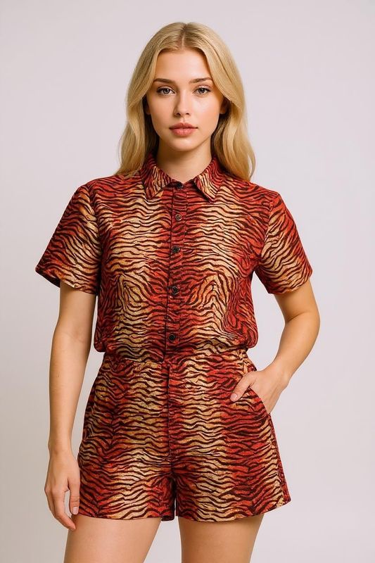 Sahara Flame - Short Sleeve Shirt and Shorts Set