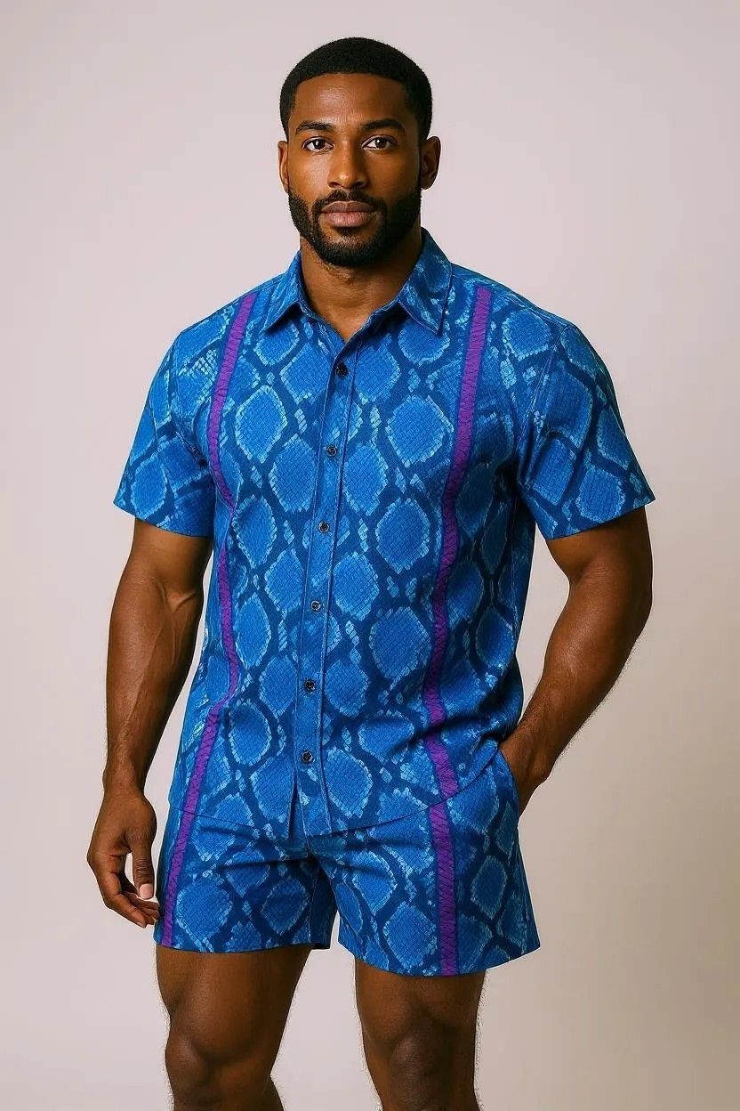 Blue Venom - Short Sleeve Shirt and Shorts Set