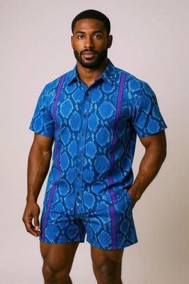Blue Venom - Short Sleeve Shirt and Shorts Set