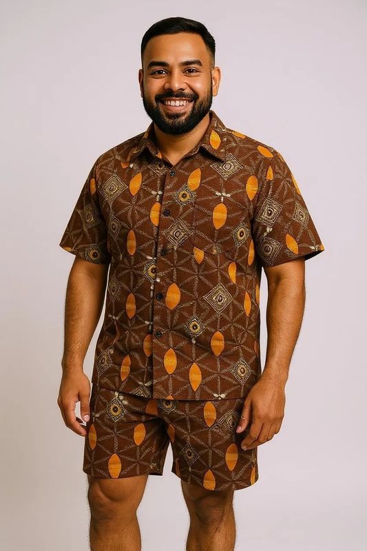 Golden Earth - Short Sleeve Shirt and Shorts Set