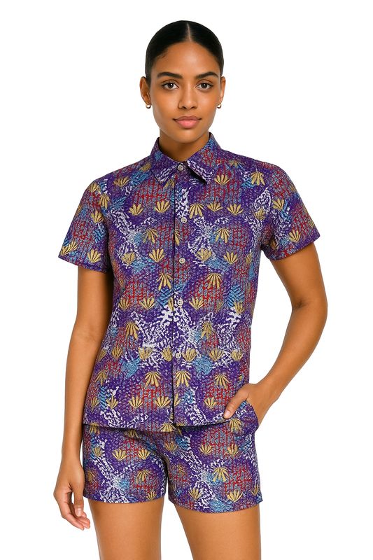 Savanna Bloom - Short Sleeve Shirt and Shorts Set