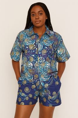 Celeste Swirl - Short Sleeve Shirt and Shorts Set