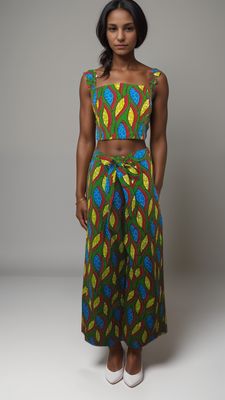 Mello Hello - Crop Top &amp; Wide-Leg Pants Set