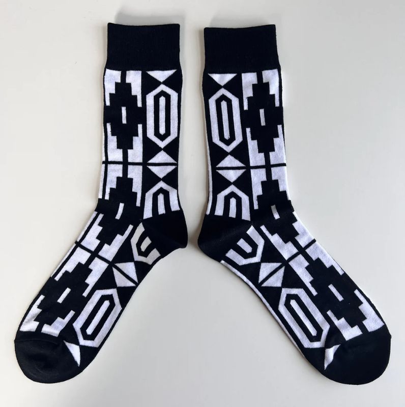 Gifts of Alkebulan - Black &amp; White Xhosa Socks