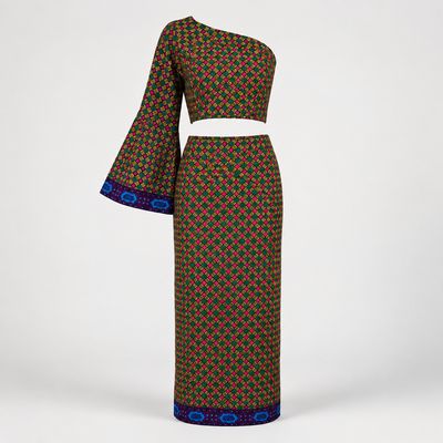 Grassfields - One-Shoulder Crop Top &amp; Maxi Skirt Set