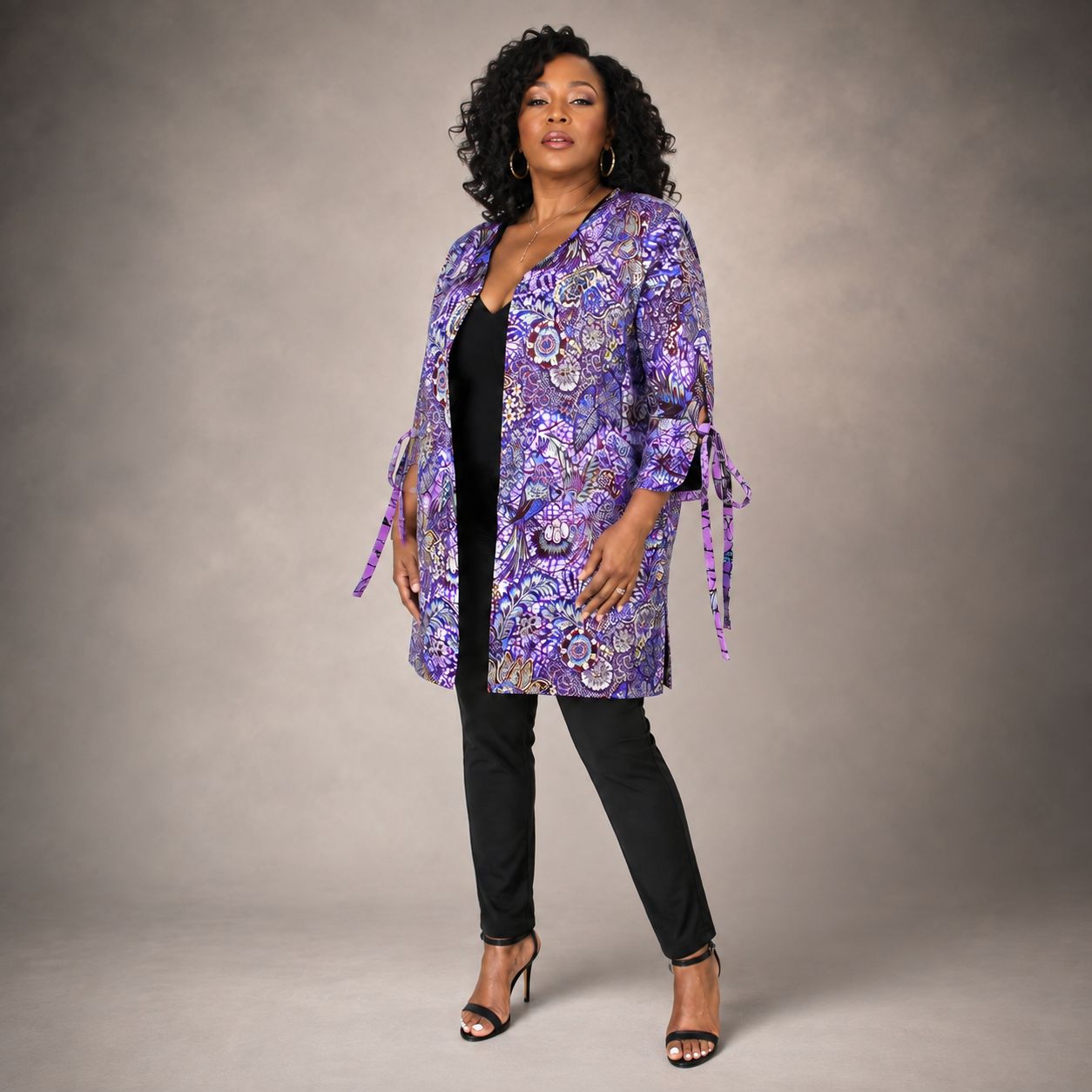Ethereal Grace - Tie-Sleeve African Print Jacket