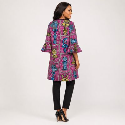 Magenta - 3/4 Sleeve African Print Jacket