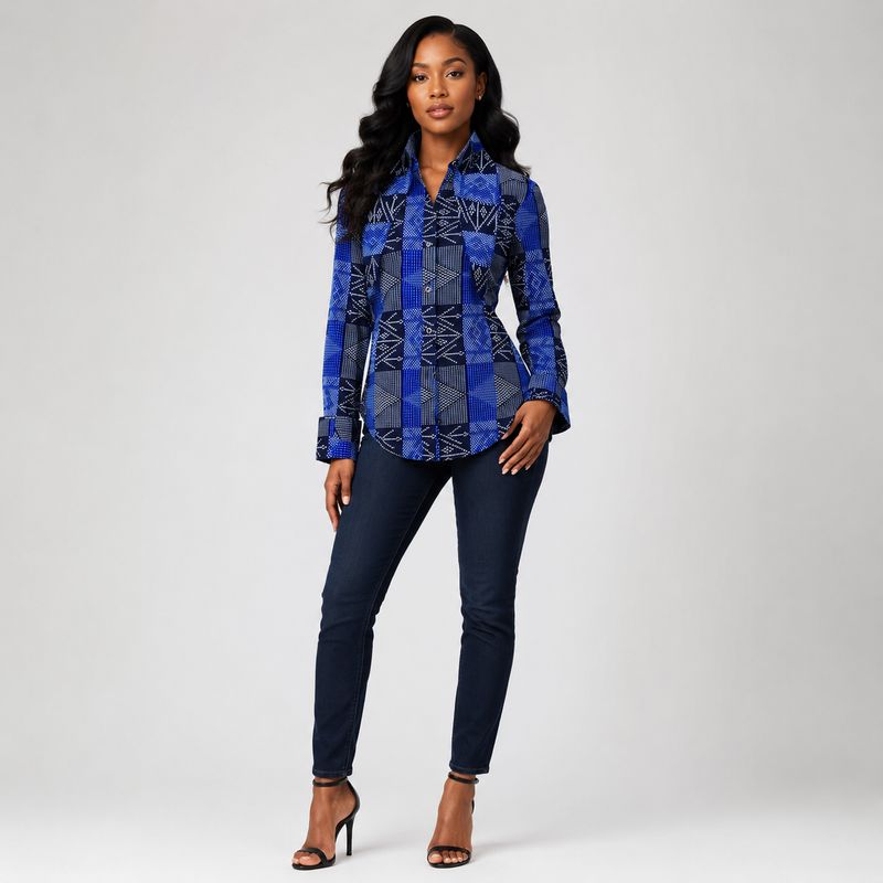 Blue Digital - Long Collared Long Sleeve Shirt - Unisex