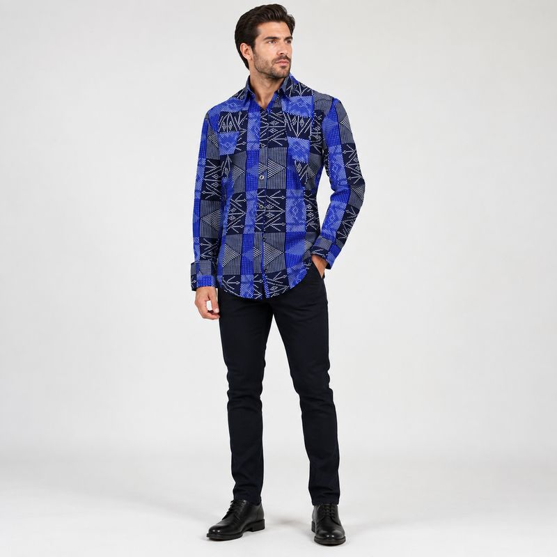 Blue Digital - Long Collared Long Sleeve Shirt - Unisex
