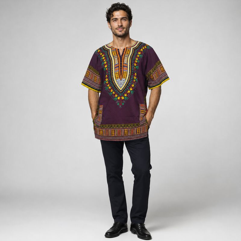 Dark Wine - Daishiki - Short Sleeve Shirt - Unisex