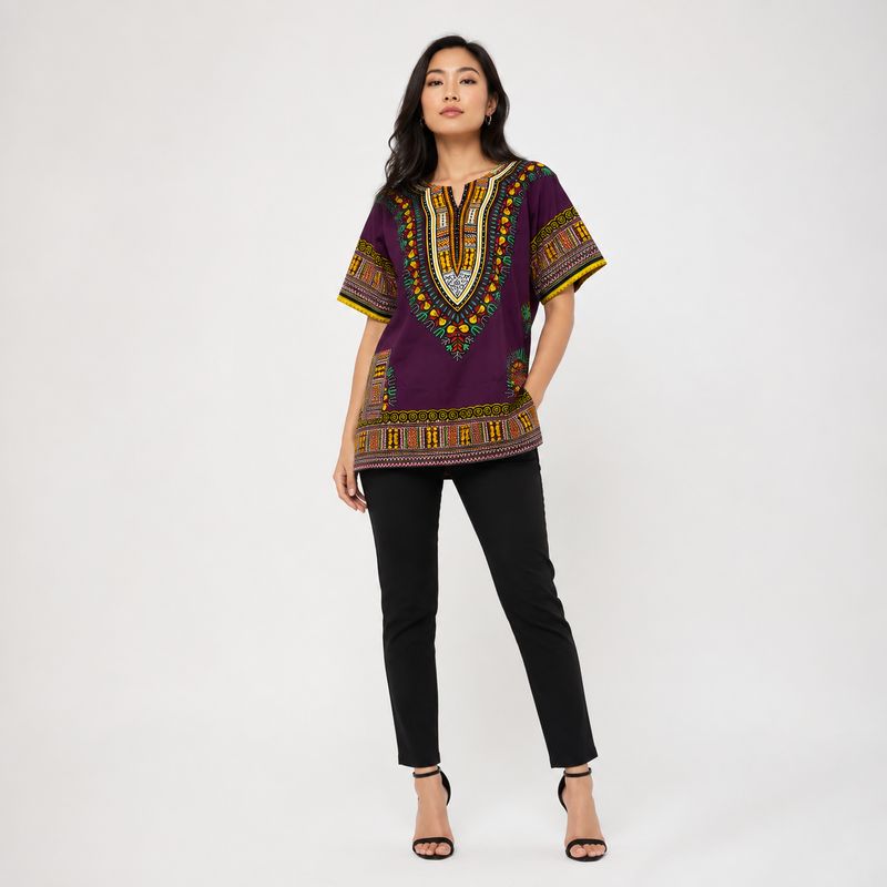 Dark Wine - Daishiki - Short Sleeve Shirt - Unisex