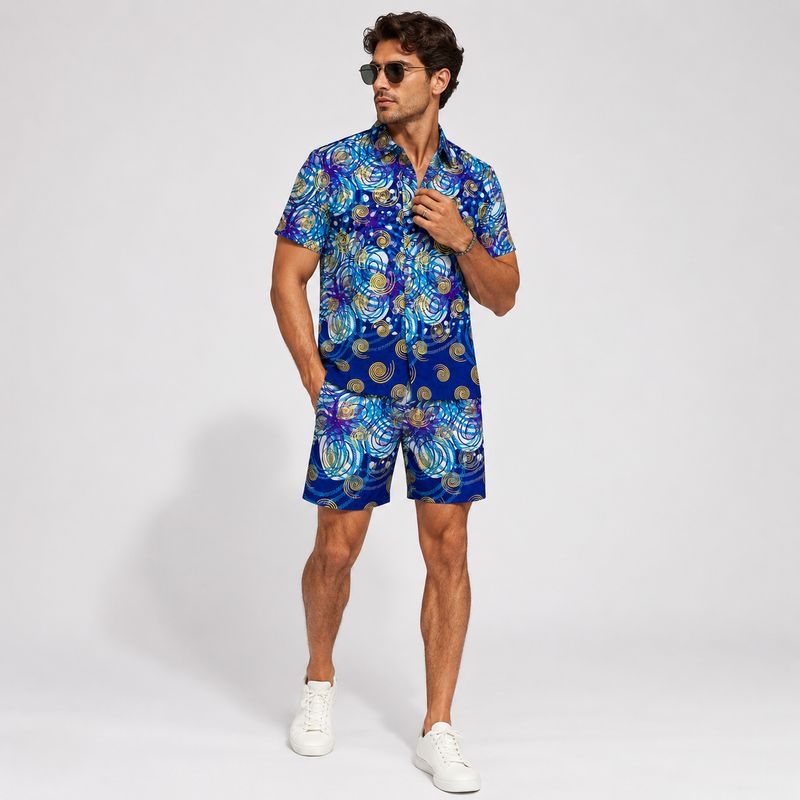 Celeste Swirl - Short Sleeve Shirt and Shorts Set