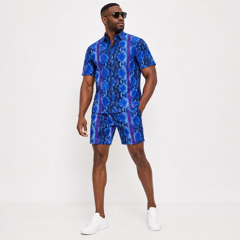 Blue Venom - Short Sleeve Shirt and Shorts Set