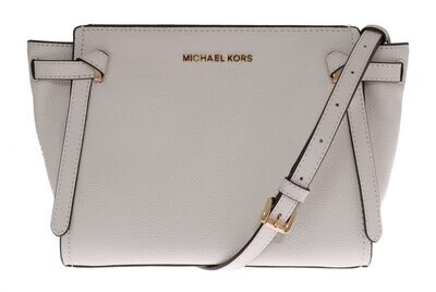 Michael Kors- White CASSIE Leather Shoulder Bag