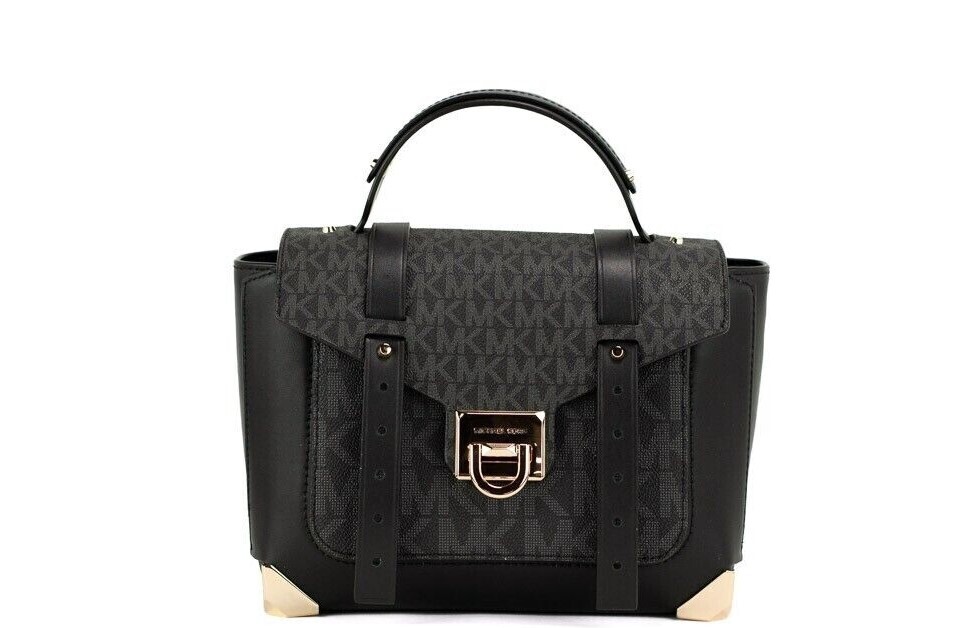 Michael Kors- Manhattan Medium Black Signature Leather Handbag