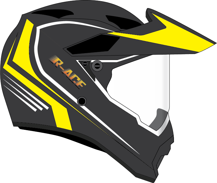 R-ACE Black &amp; Yellow Fullface Helmet
