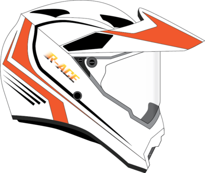 R-ACE White &amp; Orange Fullface Helmet