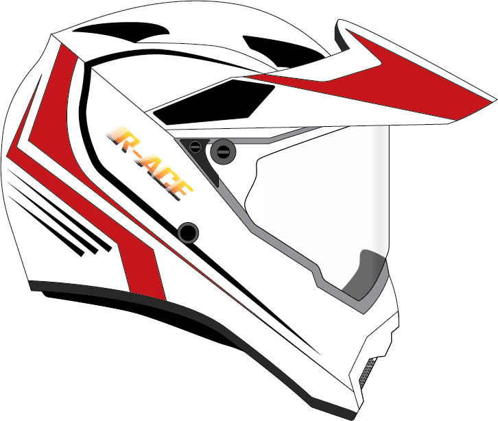 R-ACE Red &amp; White Fullface Helmet