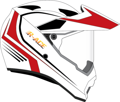 R-ACE Red &amp; White Fullface Helmet